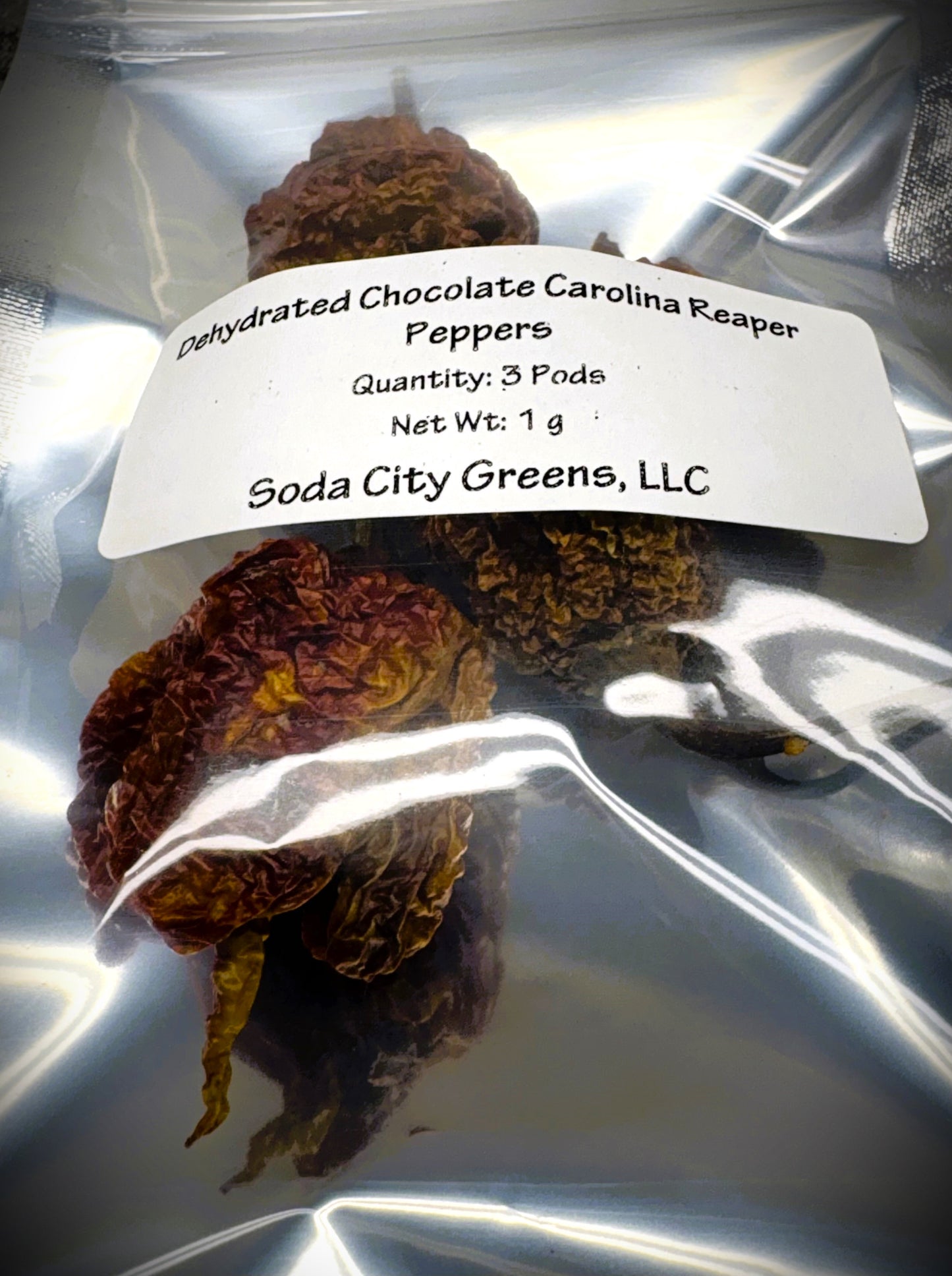 Dehydrated Chocolate Carolina Reaper Pepper Pods