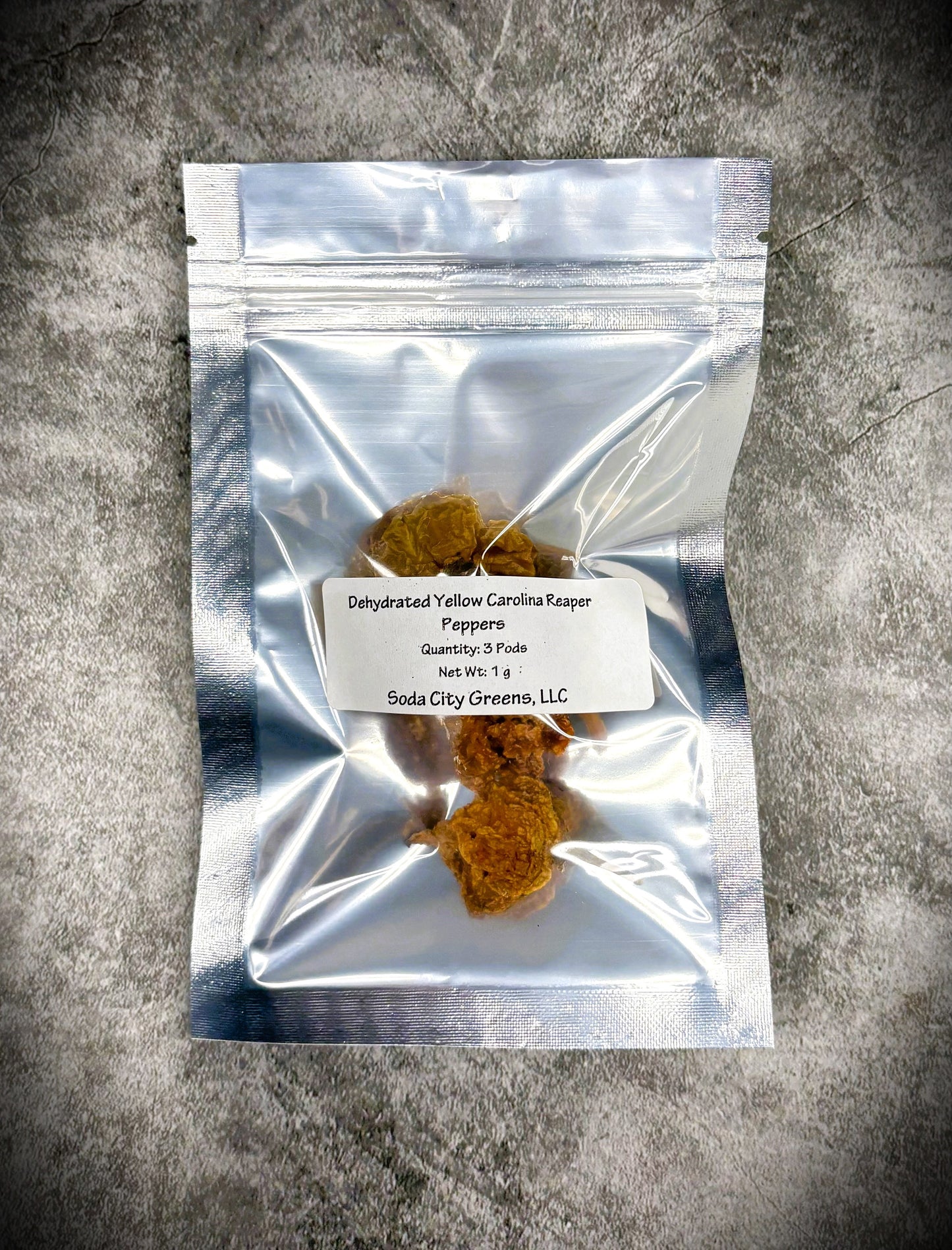 Dehydrated Yellow Carolina Reaper Pepper Pods