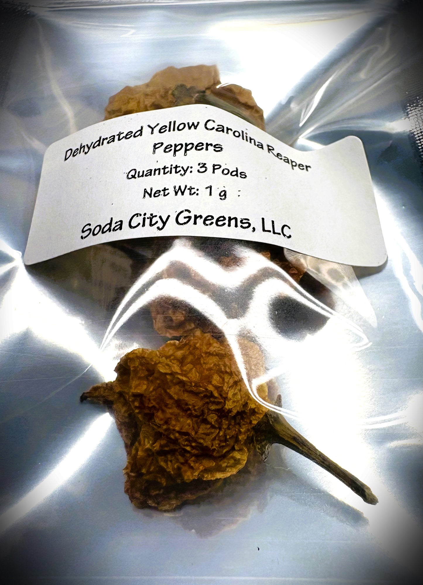Dehydrated Yellow Carolina Reaper Pepper Pods